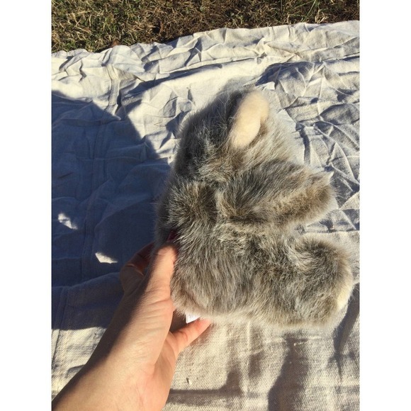 Vintage smile bear 7” 7 in stuffed animal grey gray cream 1991 90s - Picture 4 of 12